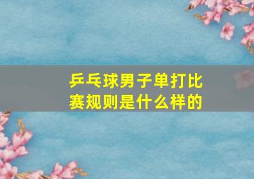 乒乓球男子单打比赛规则是什么样的