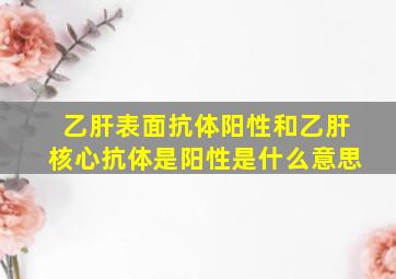 乙肝表面抗体阳性和乙肝核心抗体是阳性是什么意思