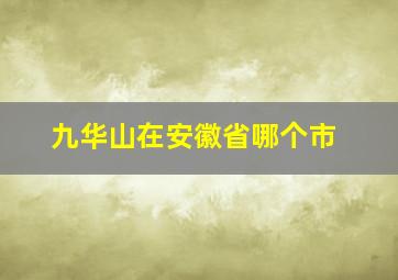 九华山在安徽省哪个市