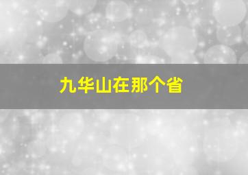 九华山在那个省