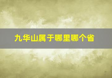 九华山属于哪里哪个省