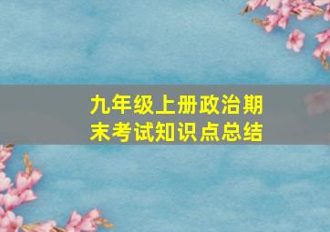 九年级上册政治期末考试知识点总结