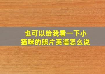 也可以给我看一下小猫咪的照片英语怎么说