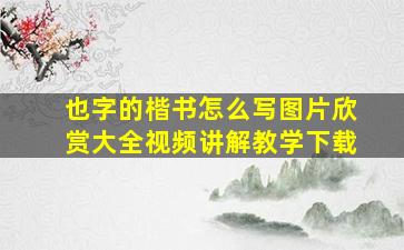 也字的楷书怎么写图片欣赏大全视频讲解教学下载