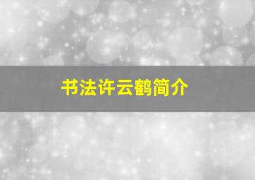 书法许云鹤简介