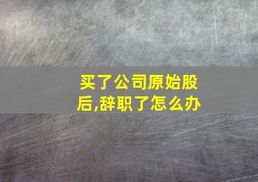 买了公司原始股后,辞职了怎么办