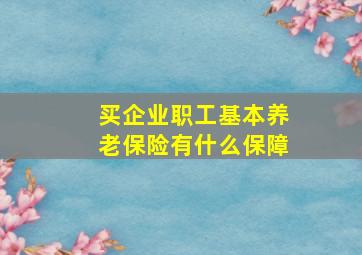 买企业职工基本养老保险有什么保障