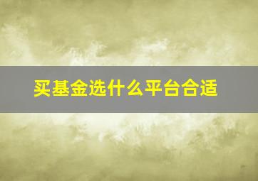 买基金选什么平台合适