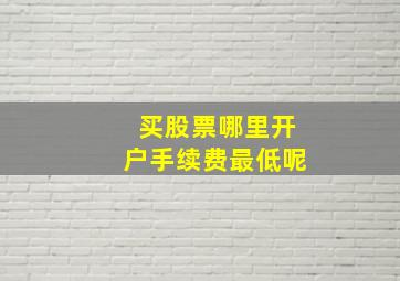 买股票哪里开户手续费最低呢