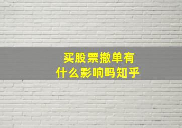 买股票撤单有什么影响吗知乎