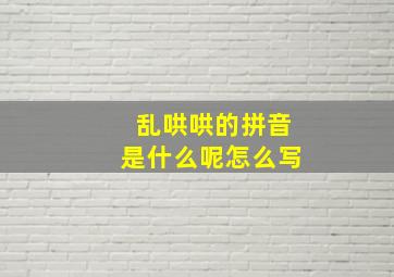 乱哄哄的拼音是什么呢怎么写