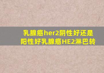 乳腺癌her2阴性好还是阳性好乳腺癌HE2淋巴转