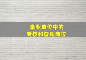 事业单位中的专技和管理岗位