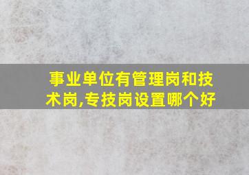 事业单位有管理岗和技术岗,专技岗设置哪个好