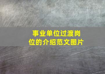 事业单位过渡岗位的介绍范文图片