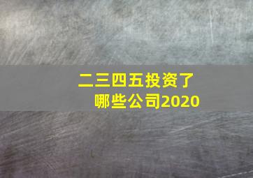 二三四五投资了哪些公司2020