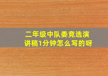 二年级中队委竞选演讲稿1分钟怎么写的呀