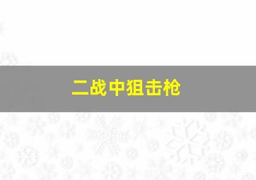 二战中狙击枪