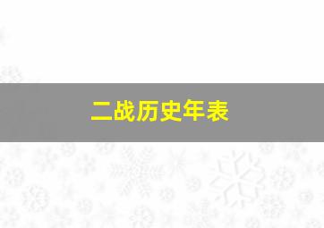 二战历史年表