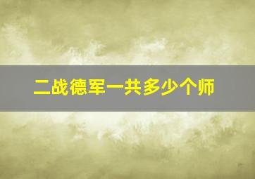 二战德军一共多少个师