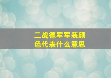 二战德军军装颜色代表什么意思