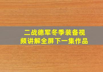 二战德军冬季装备视频讲解全屏下一集作品