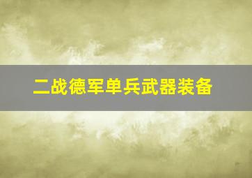 二战德军单兵武器装备