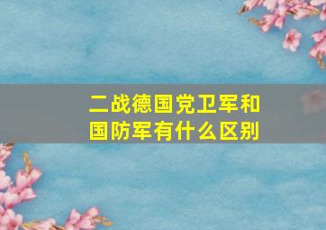 二战德国党卫军和国防军有什么区别