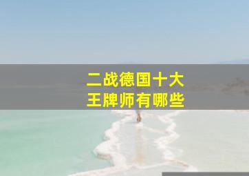 二战德国十大王牌师有哪些