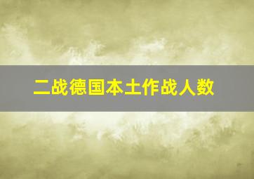 二战德国本土作战人数