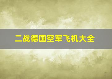 二战德国空军飞机大全