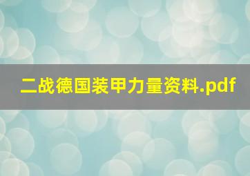 二战德国装甲力量资料.pdf