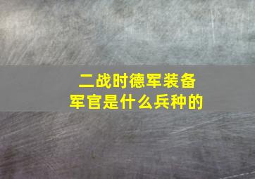 二战时德军装备军官是什么兵种的