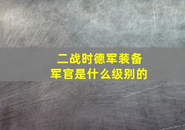 二战时德军装备军官是什么级别的