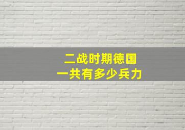 二战时期德国一共有多少兵力