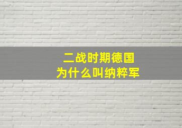 二战时期德国为什么叫纳粹军