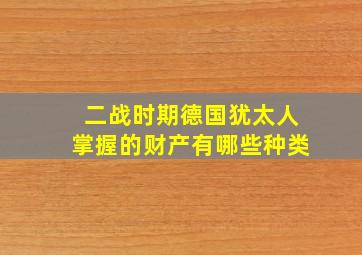 二战时期德国犹太人掌握的财产有哪些种类