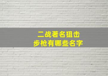 二战著名狙击步枪有哪些名字