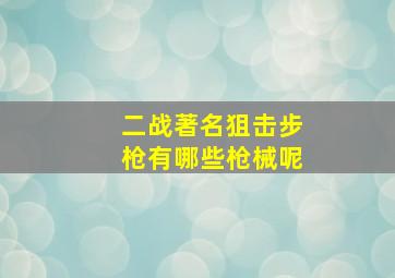 二战著名狙击步枪有哪些枪械呢