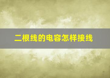 二根线的电容怎样接线