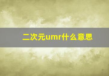 二次元umr什么意思