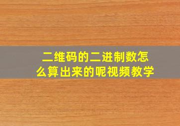 二维码的二进制数怎么算出来的呢视频教学