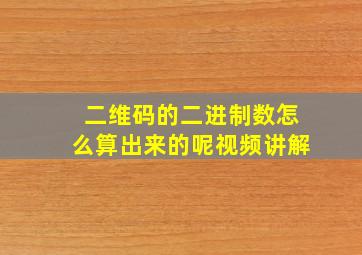 二维码的二进制数怎么算出来的呢视频讲解