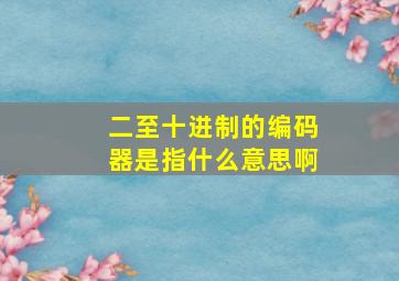 二至十进制的编码器是指什么意思啊