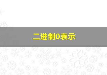 二进制0表示