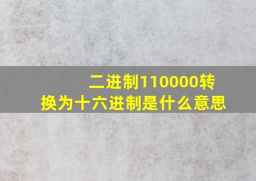 二进制110000转换为十六进制是什么意思