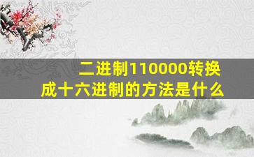 二进制110000转换成十六进制的方法是什么