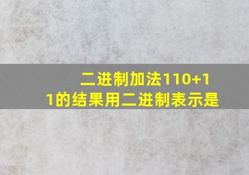 二进制加法110+11的结果用二进制表示是