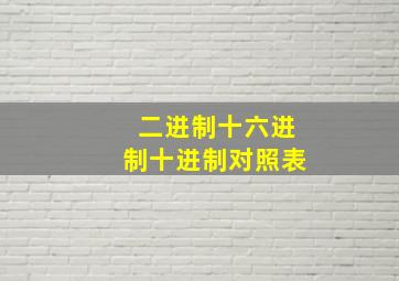 二进制十六进制十进制对照表