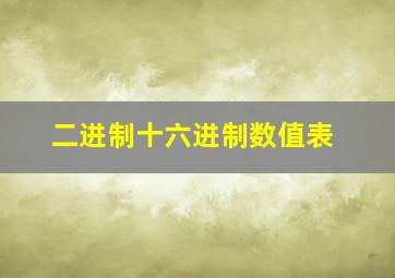 二进制十六进制数值表